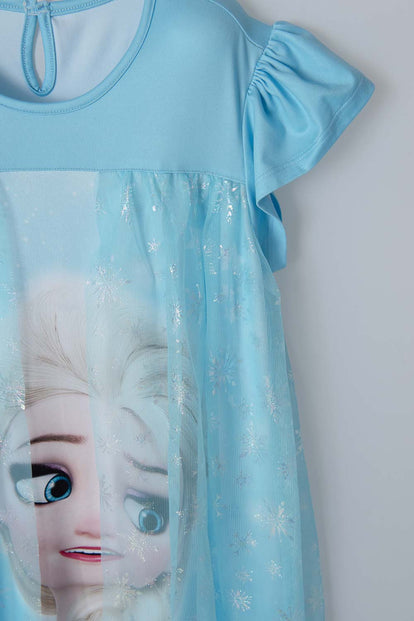PIJAMA DE FROZEN AZUL MANGA SISA CON BOLERO PARA NIÑA