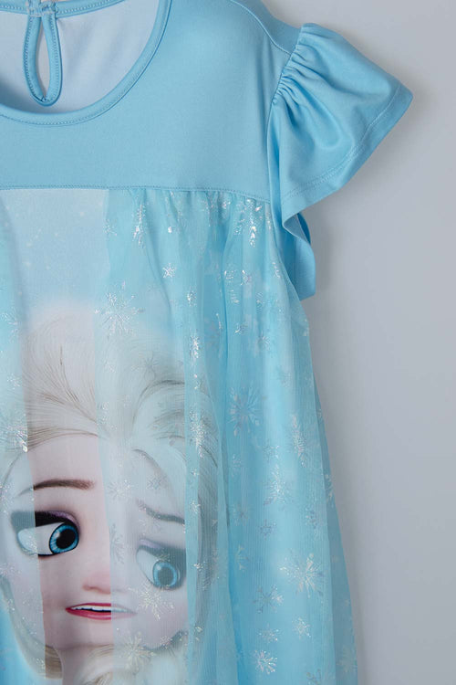 PIJAMA DE FROZEN AZUL MANGA SISA CON BOLERO PARA NIÑA