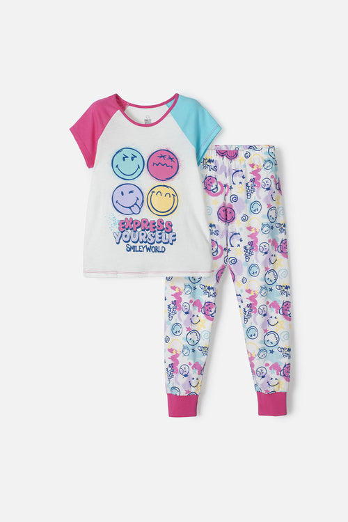 SMILEYWORLD MULTICOLOR LONG-PANTS PAJAMAS FOR GIRLS