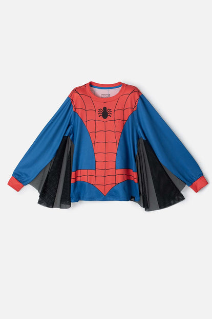 PIJAMA DE SPIDER-MAN AZUL, ROJA Y NEGRA MANGA LARGA PARA NIÑO