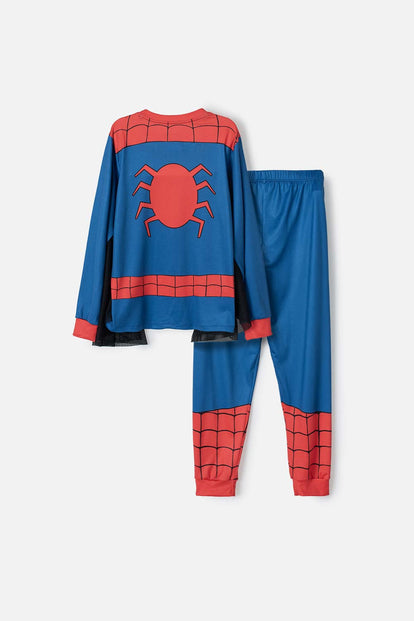 PIJAMA DE SPIDER-MAN AZUL, ROJA Y NEGRA MANGA LARGA PARA NIÑO