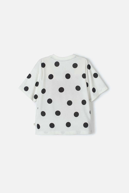 CAMISETA DE MINNIE MOUSE MANGA CORTA MARFIL PARA NIÑA