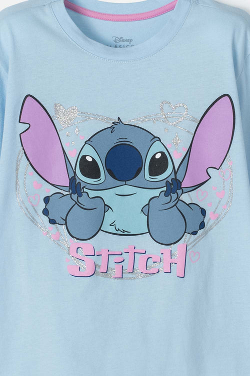 GIRL'S BLUE GLITTER STITCH T-SHIRT