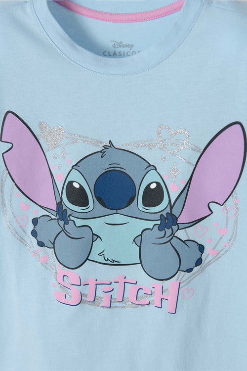 GIRL'S BLUE GLITTER STITCH T-SHIRT