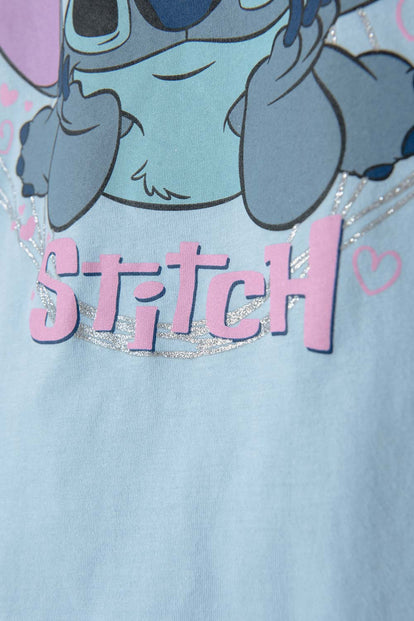 CAMISETA DE STICH AZUL CON BRILLO PARA NIÑA
