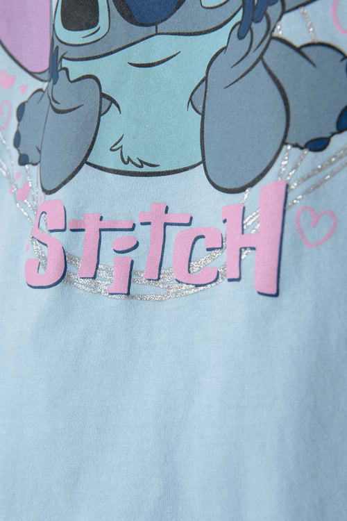 GIRL'S BLUE GLITTER STITCH T-SHIRT