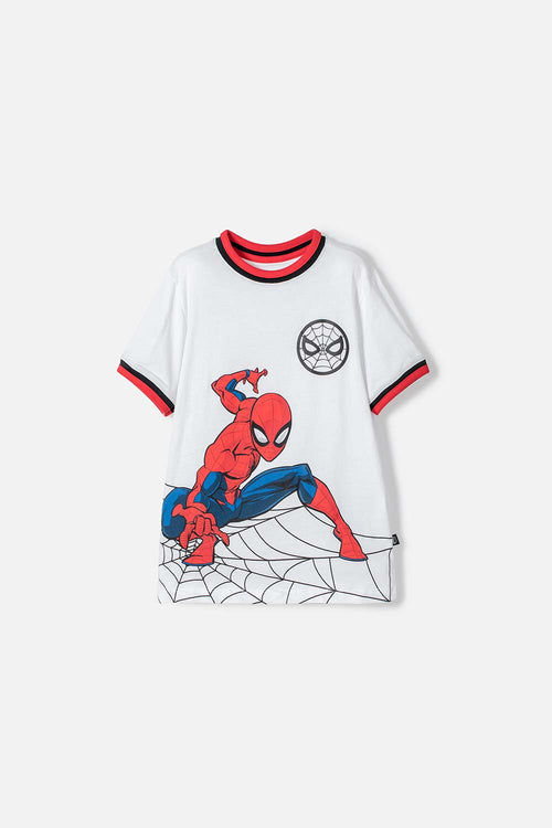 SPIDERMAN SHORT SLEEVE T-SHIRT WHITE, RED AND BLACK FOR BOYS