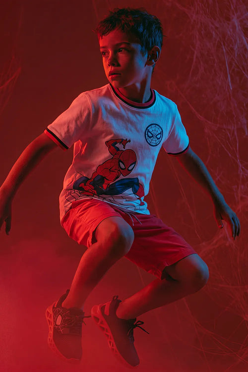 CAMISETA DE SPIDERMAN MANGA CORTA BLANCO, ROJO Y NEGRO PARA NIÑO