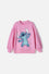 BUZO DE LILO Y STITCH ROSADO DE CUELLO REDONDO PARA NIÑA