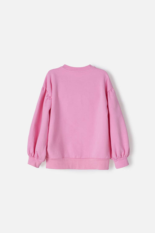 BUZO DE LILO Y STITCH ROSADO DE CUELLO REDONDO PARA NIÑA