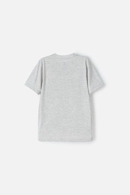 CAMISETA DE BATMAN MANGA CORTA GRIS JASPE PARA NIÑO
