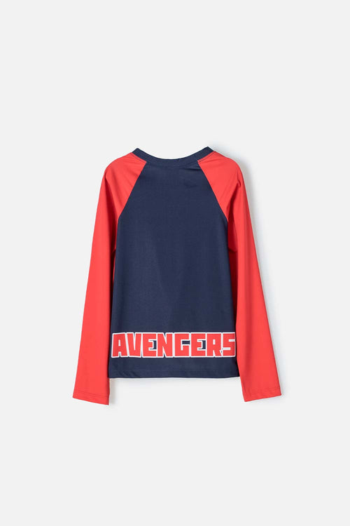 MARVEL LONG SLEEVE SWIM SHIRT RED AND BLUE FOR BOYS