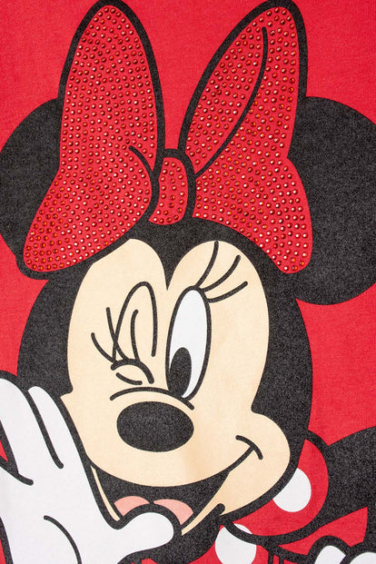 CAMISETA DE MINNIE MOUSE MANGA CORTA ROJO PARA NIÑA