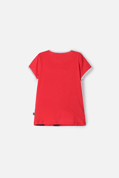 CAMISETA DE MINNIE MOUSE MANGA CORTA ROJO PARA NIÑA