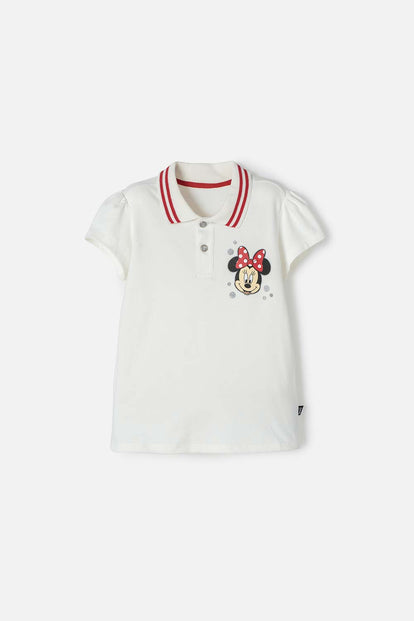 POLO DE MINNIE MOUSE MARFIL CON BOTONES PARA NIÑA