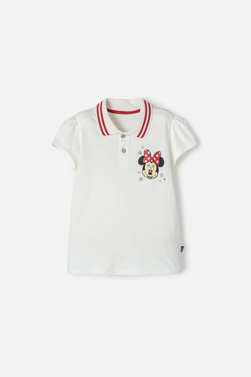 POLO DE MINNIE MOUSE MARFIL CON BOTONES PARA NIÑA
