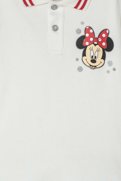 POLO DE MINNIE MOUSE MARFIL CON BOTONES PARA NIÑA
