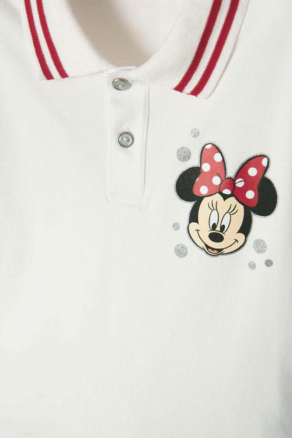 POLO DE MINNIE MOUSE MARFIL CON BOTONES PARA NIÑA