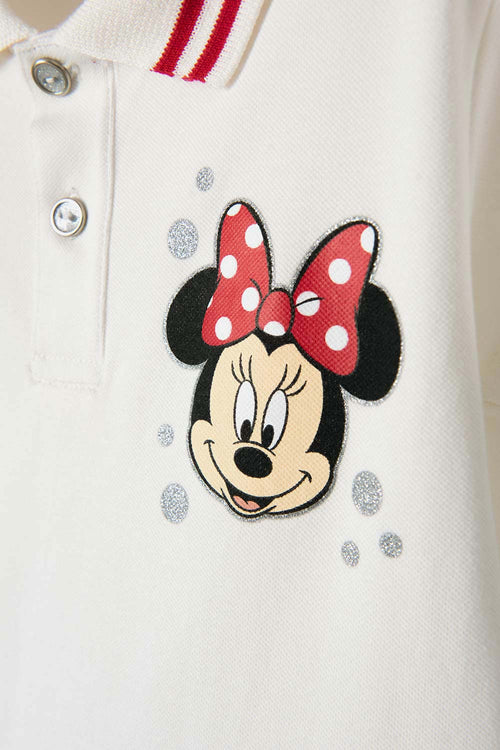 POLO DE MINNIE MOUSE MARFIL CON BOTONES PARA NIÑA