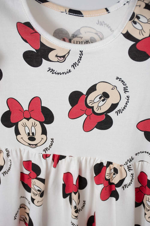 VESTIDO DE MINNIE MOUSE MANGA CORTA MULTICOLOR PARA NIÑA