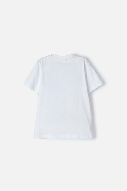 CAMISETA DE SONIC BLANCA Y ROJA ESTAMPADA EN FRENTE PARA NIÑO