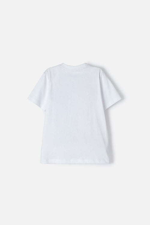 CAMISETA DE SONIC BLANCA Y ROJA ESTAMPADA EN FRENTE PARA NIÑO