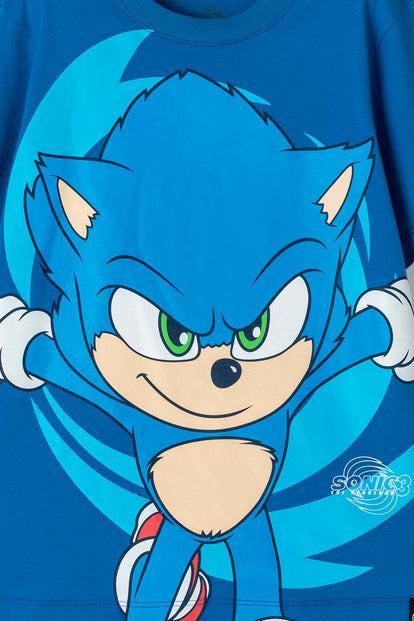 CAMISETA DE SONIC AZUL MANGA CORTA PARA NIÑO