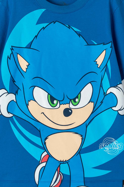 CAMISETA DE SONIC AZUL MANGA CORTA PARA NIÑO