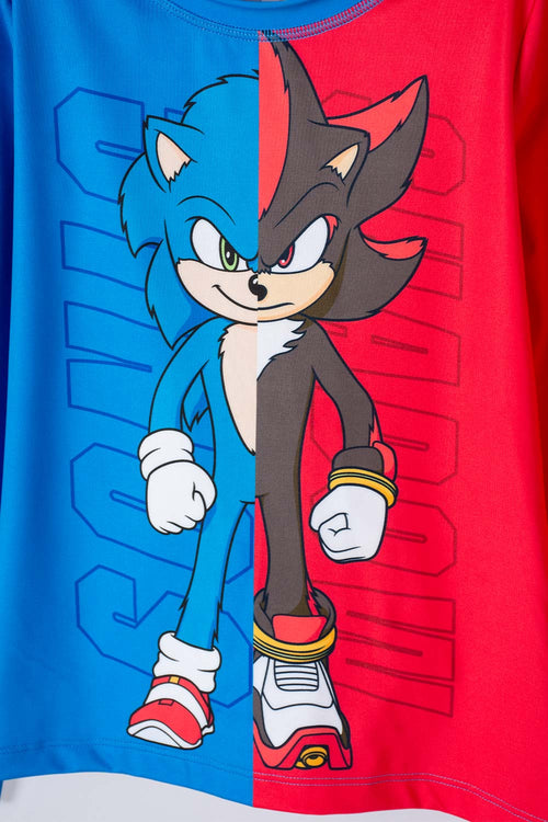 BLUE AND RED LONG SLEEVE SONIC SWIMSUIT FOR BOYS