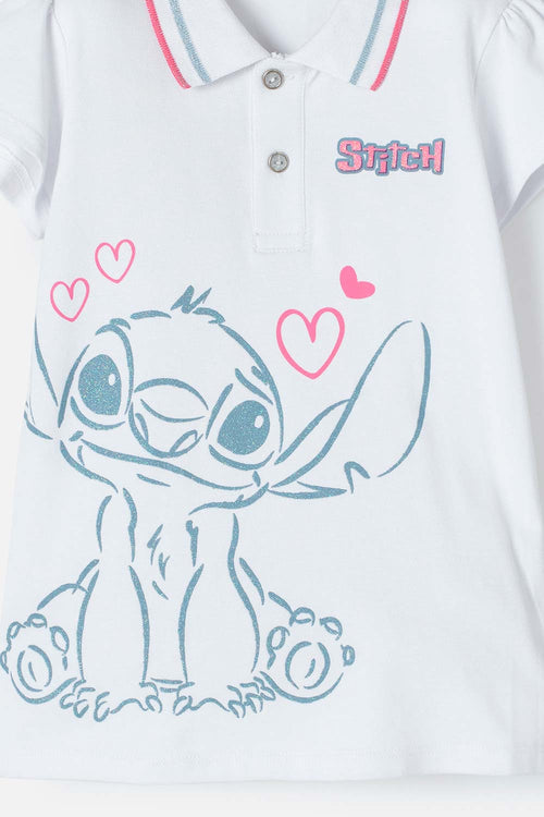 STITCH WHITE POLO SHIRT FOR GIRLS