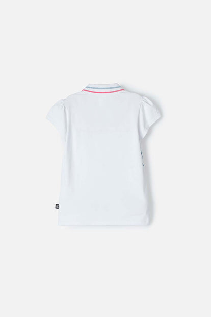 CAMISETA TIPO POLO DE STITCH BLANCA TIPO POLO PARA NIÑA