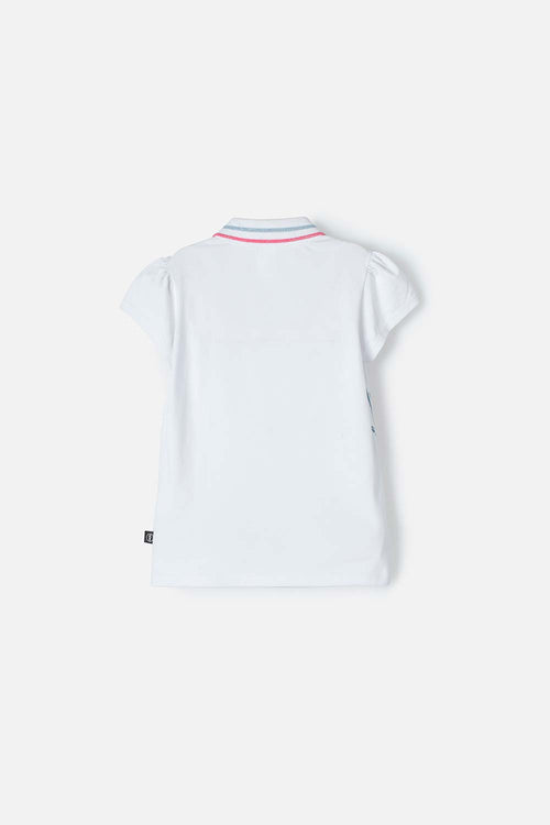 STITCH WHITE POLO SHIRT FOR GIRLS