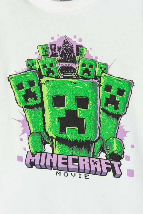 BOYS' PRINTED IVORY MINECRAFT T-SHIRT