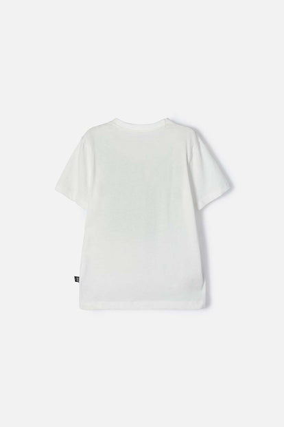 CAMISETA DE MINECRAFT MARFIL ESTAMPADA EN FRENTE PARA NIÑO