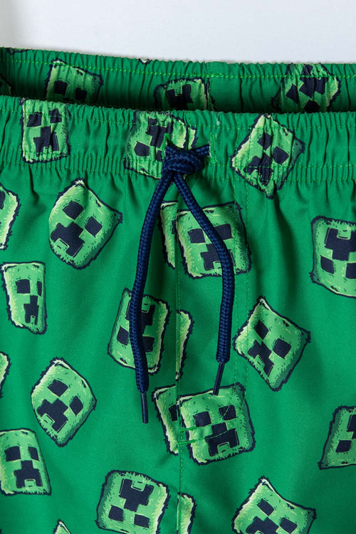 PANTALONETA DE BAÑO DE MINECRAFT VERDE CON CORDÓN EN CINTURA PARA NIÑO
