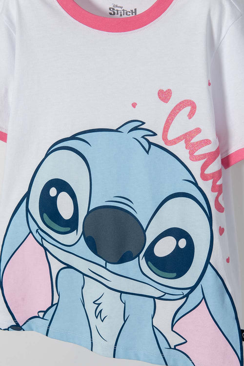 GIRL'S WHITE STITCH PRINT T-SHIRT