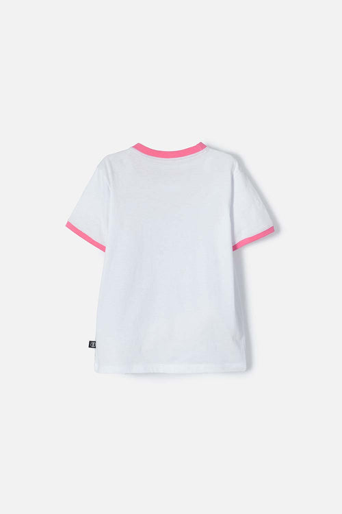 GIRL'S WHITE STITCH PRINT T-SHIRT