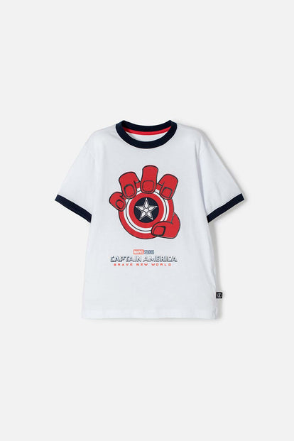 CAMISETA CAPITAN AMERICA BLANCO, ROJO Y AZUL PARA NIÑO