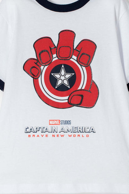 CAMISETA CAPITAN AMERICA BLANCO, ROJO Y AZUL PARA NIÑO