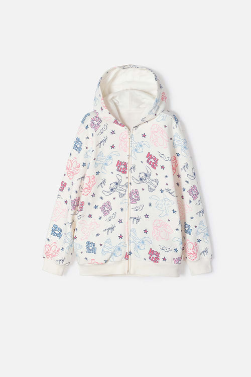 GIRL'S IVORY STITCH HOODED JACKET