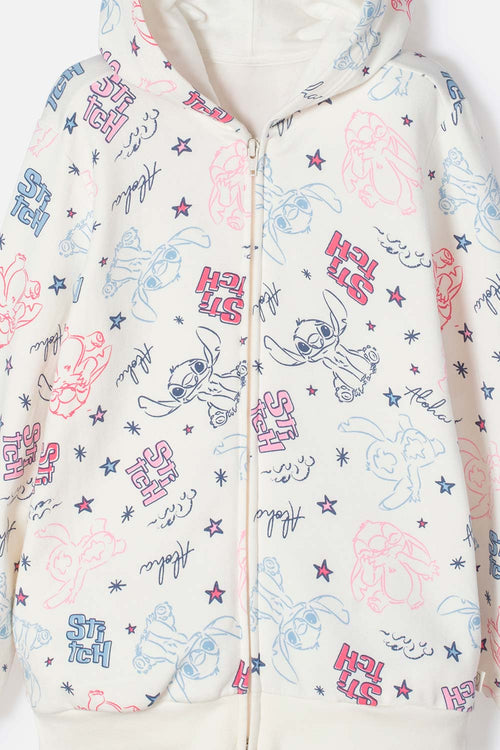 GIRL'S IVORY STITCH HOODED JACKET