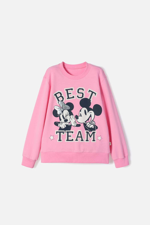 BUZO DE MINNIE MOUSE CERRADO ROSADO PARA NIÑA