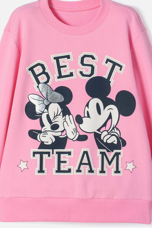 BUZO DE MINNIE MOUSE CERRADO ROSADO PARA NIÑA