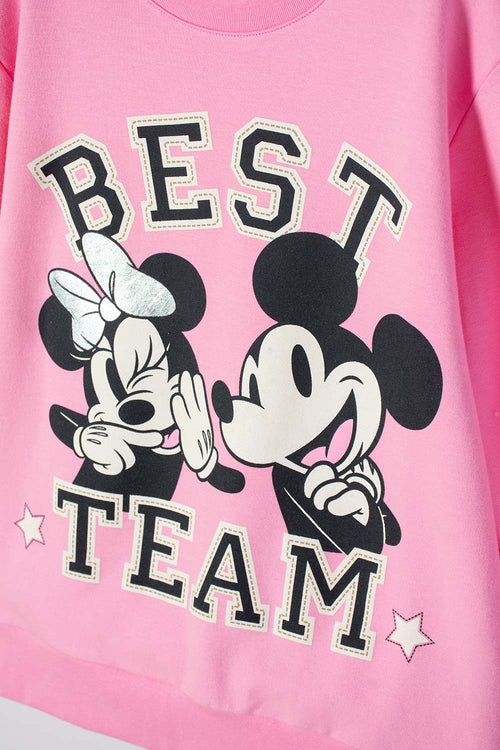 BUZO DE MINNIE MOUSE CERRADO ROSADO PARA NIÑA