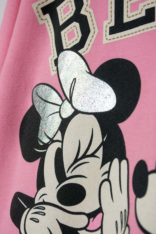 BUZO DE MINNIE MOUSE CERRADO ROSADO PARA NIÑA