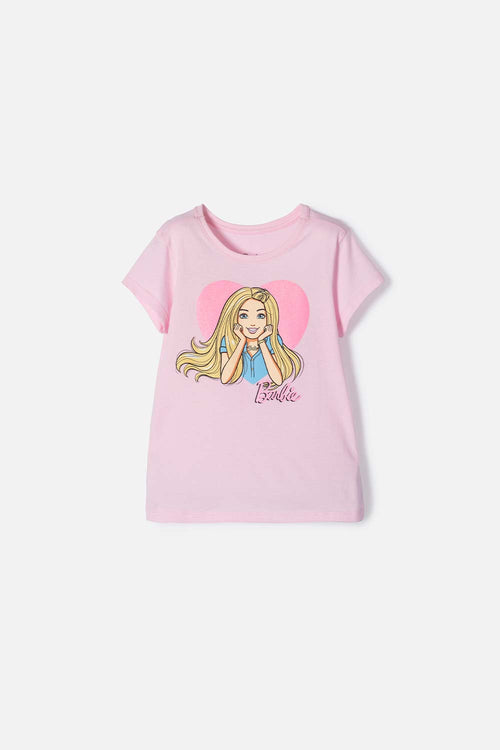 GIRL'S PINK SHORT SLEEVE BARBIE T-SHIRT