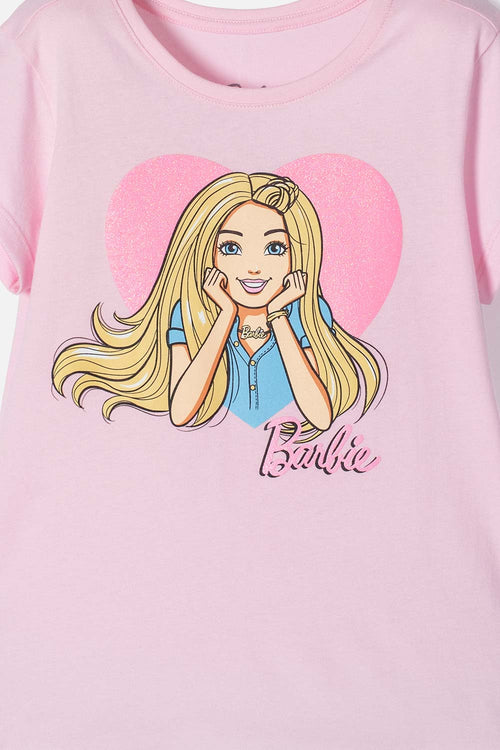 GIRL'S PINK SHORT SLEEVE BARBIE T-SHIRT