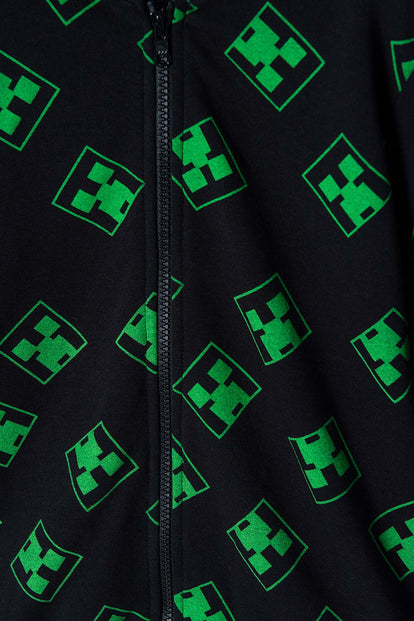 BUZO DE MINECRAFT NEGRO Y VERDE CON CAPUCHA PARA NIÑO