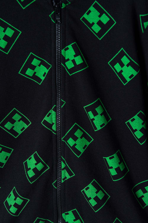 BUZO DE MINECRAFT NEGRO Y VERDE CON CAPUCHA PARA NIÑO