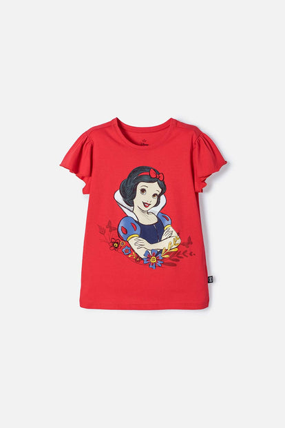 CAMISETA DE BLANCANIEVES ROJA ESTAMPADA EN FRENTE PARA NIÑA